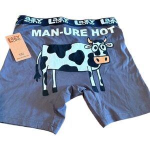 Lazy One Gray Cow Boxer Briefs “man-ure hot” NWT